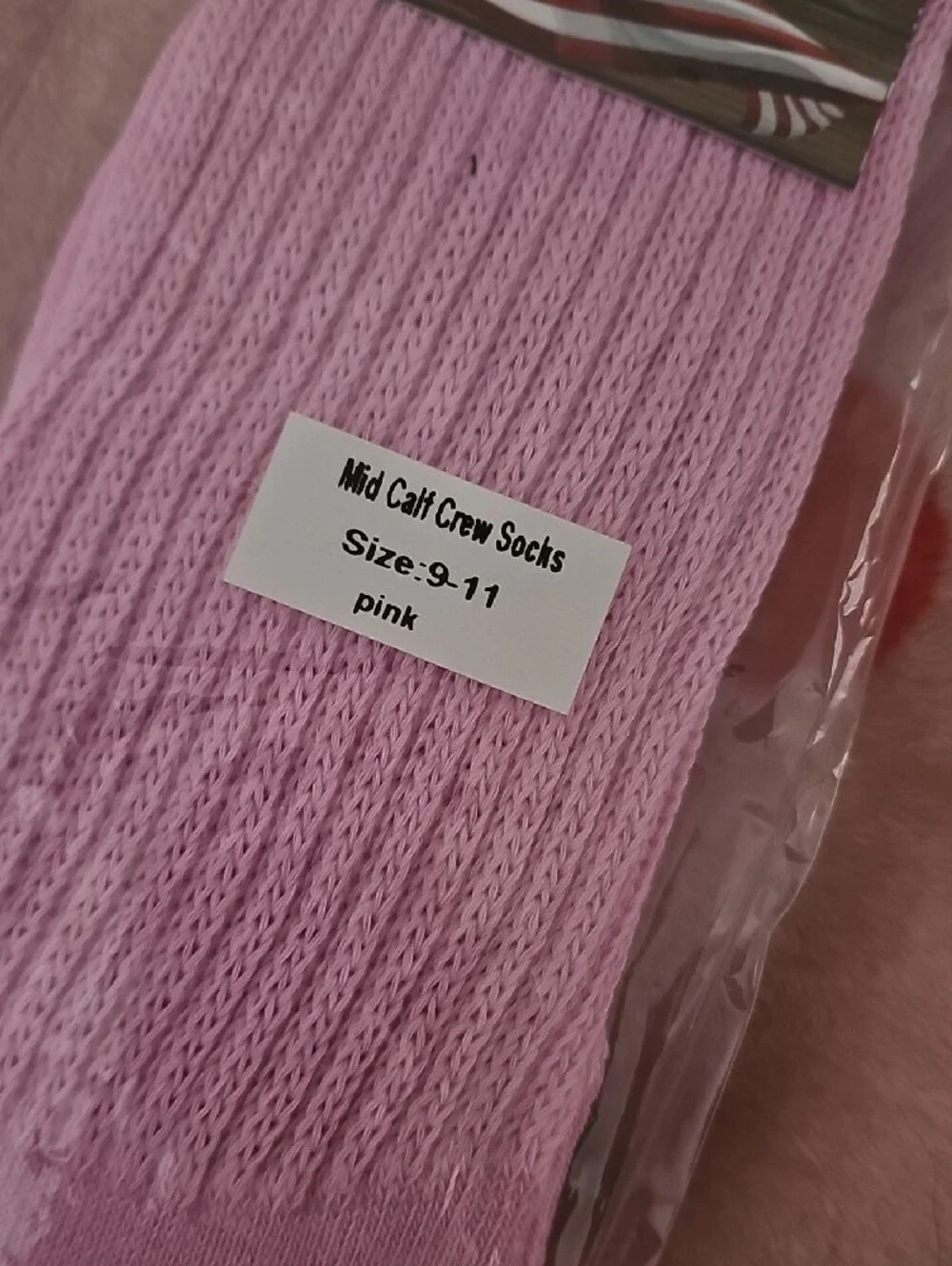 AWS American Made Pink Mid-Calf Crew Socks - Size 9-11